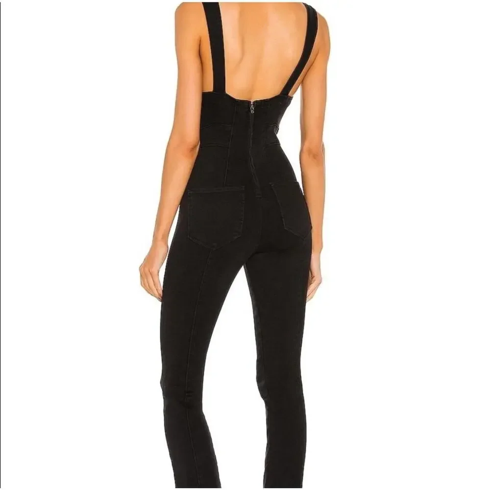 Free People Light My Fire Denim Jumpsuit Size S